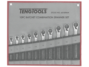 Zestaw kluczy płasko-oczkowych z zapadką Teng Tools 6510RMM