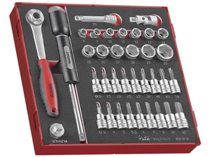 36-elementowy zestaw narzędzi nasadkowych z chwytem kwadratowym 3/8" Teng Tools TED3836 EVA