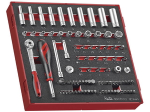 89-elementowy zestaw narzędzi nasadkowych z chwytem kwadratowym 1/4". Teng Tools TED1489 EVA