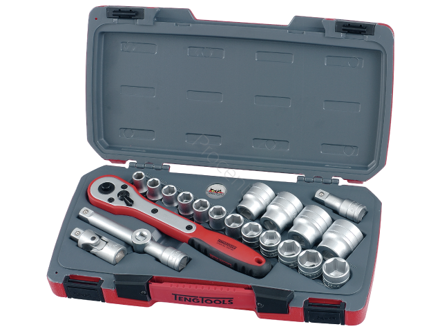 Zestaw kluczy nasadowych. Z chwytem □ 1/2″. Teng Tools T1221-6