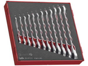 Zestaw 12 kluczy zapadkowych płasko-oczkowych. Teng Tools TED6512RS EVA