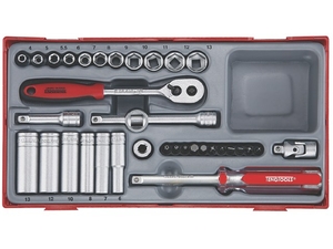 Zestawy kluczy nasadowych. Z chwytem □ 1/4" Teng Tools TT1435