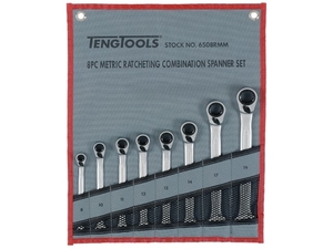 Zestaw kluczy płasko-oczkowych z zapadką Teng Tools 6508RMM