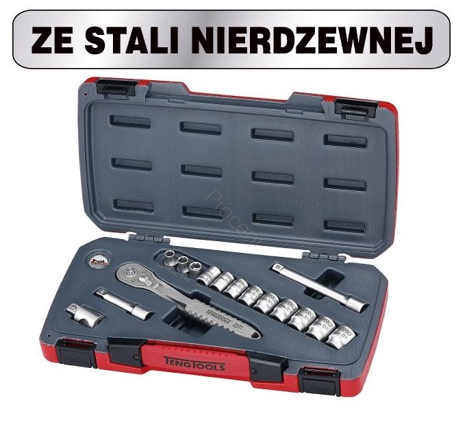 Zestaw kluczy nasadowych nierdzewnych 3/8